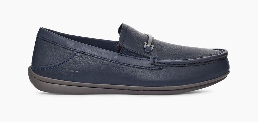 Ugg Cali Heritage Horse Bit - Mens Moccasins - Navy - NZ (6207IDBTF)